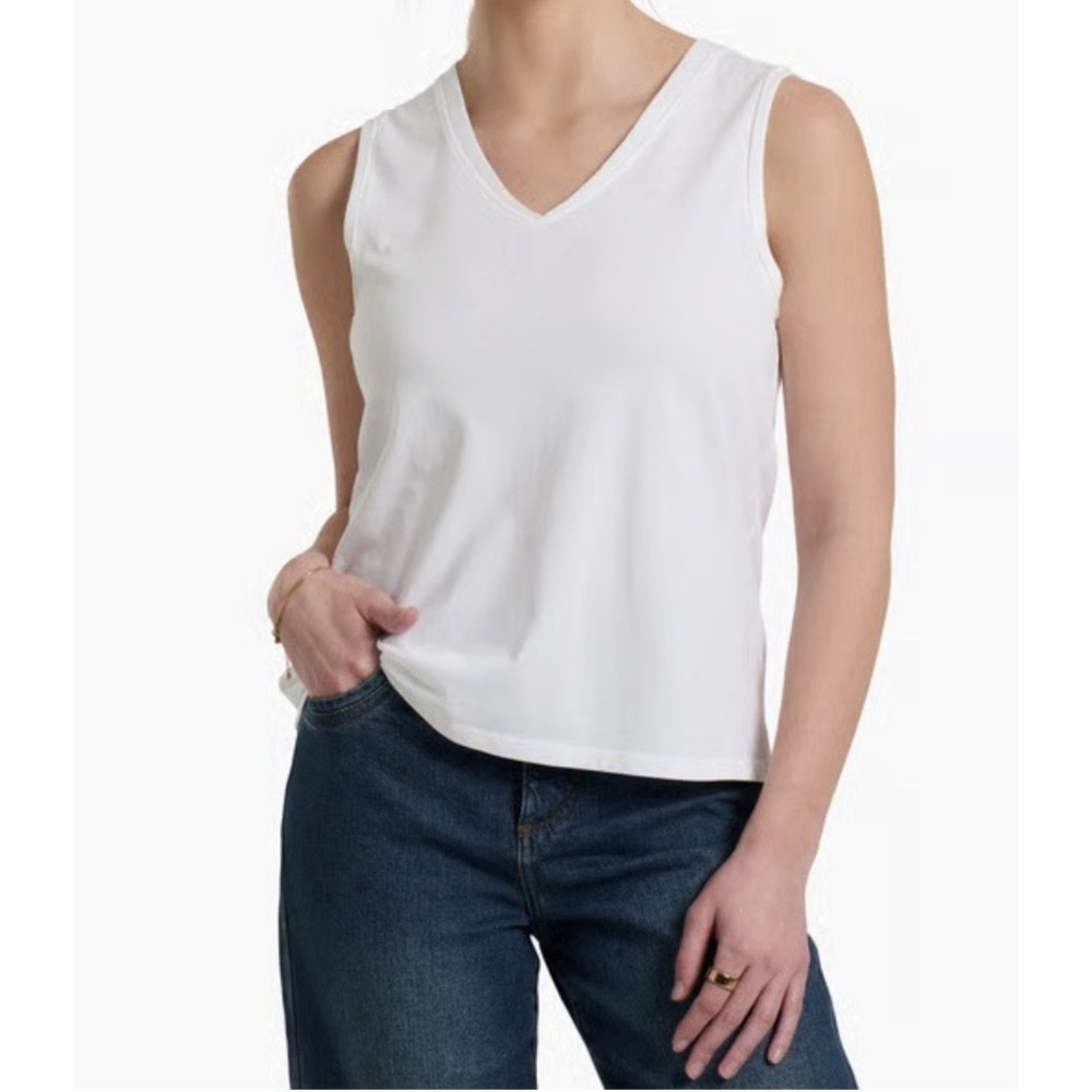 Kuhl White V Neck Sleeveless Vega Tank Top Outdoor Athleisure Classic Basic